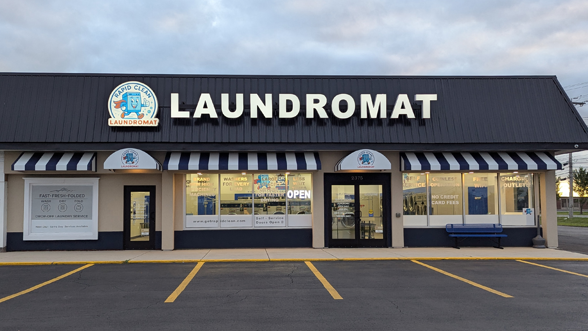 Rapid Clean Laundromat storefront day